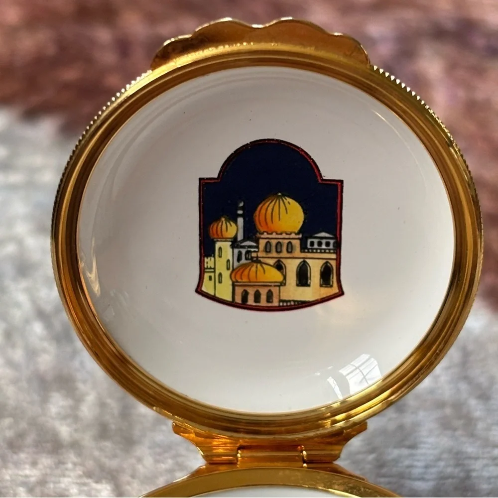 Halcyon Days Christmas 1992 Little Town of Bethlehem Enamel Box Copper Vintage